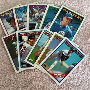 Vintage 1988 Topps Baseball Trading Cards Collection set of 10
